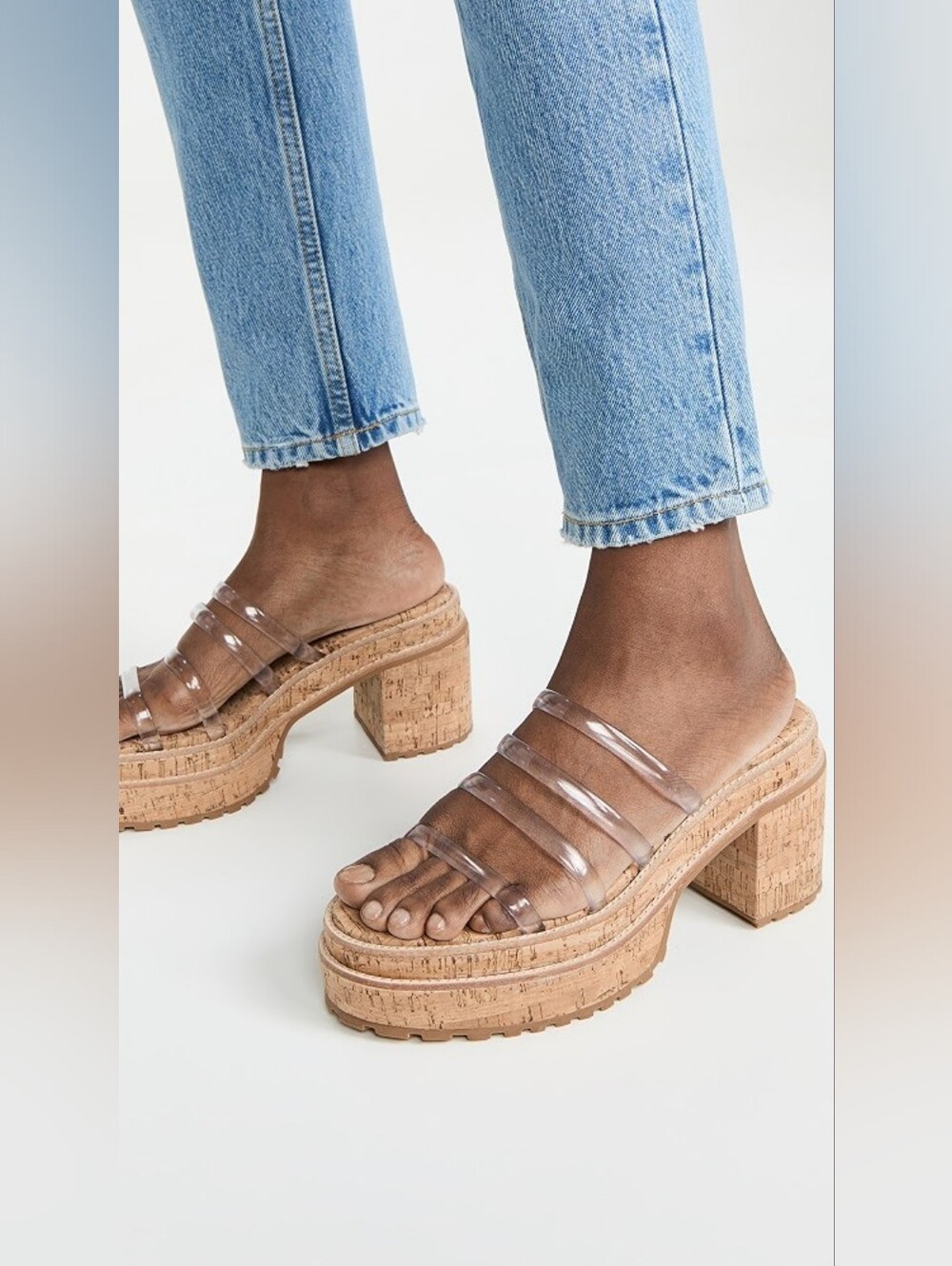 cult gaia sev cork platform clear straps, 39